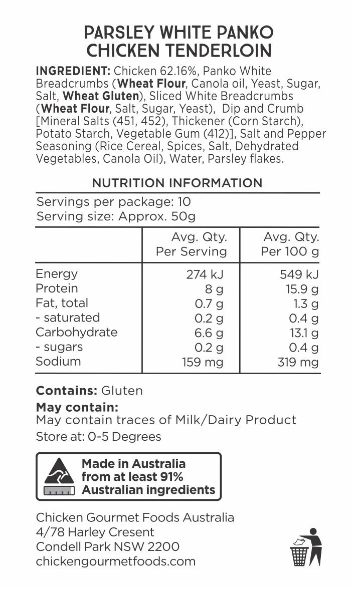 Crumbed Chicken Tenderloin — Chicken Gourmet Foods Australia