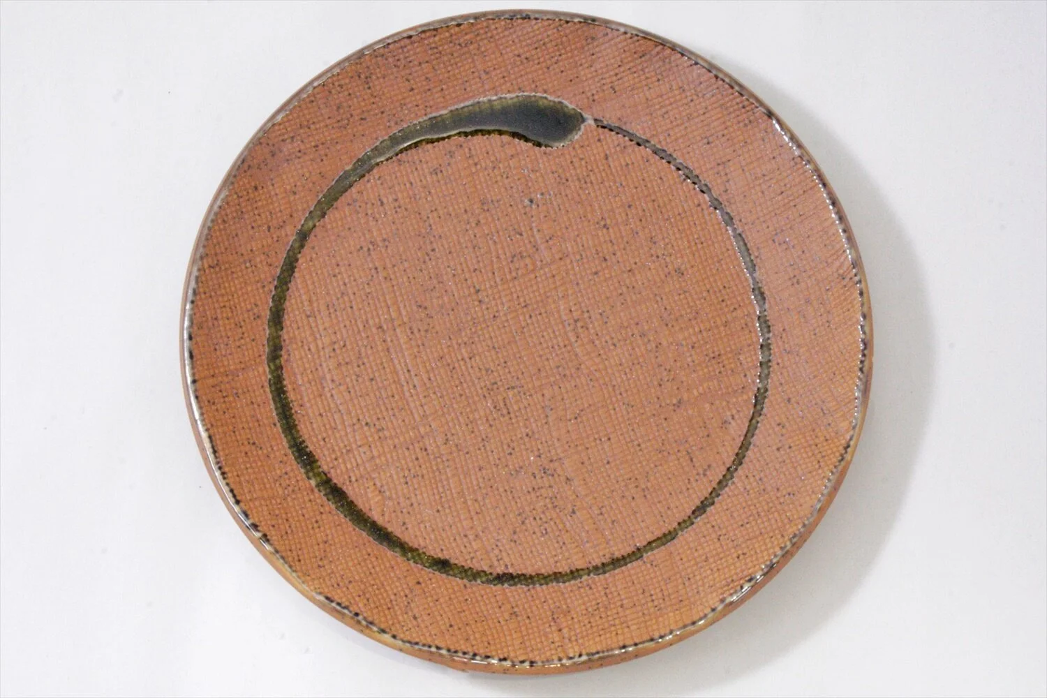 148-5252 Green circle on brown side plate 16cm