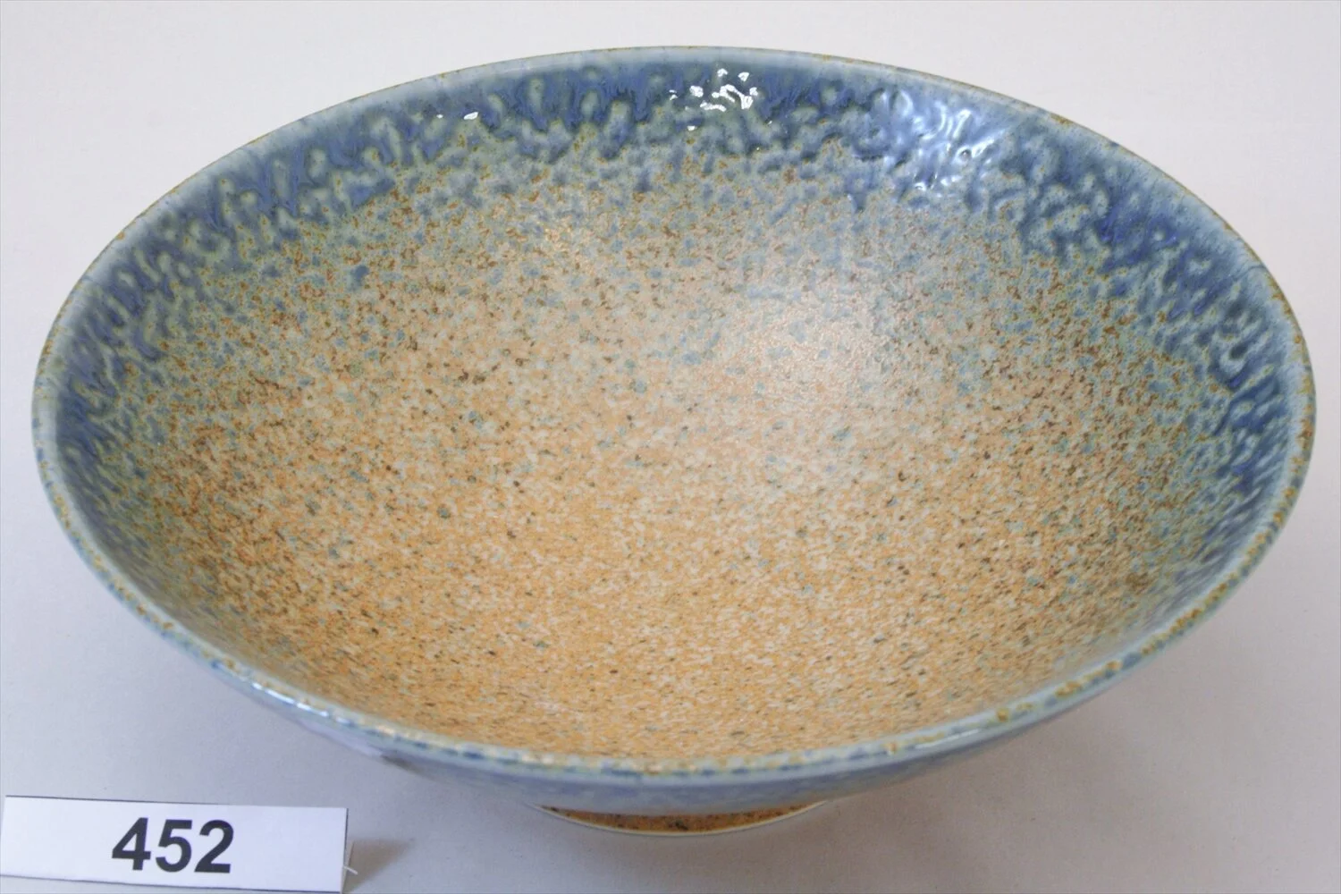 218-6013 Blue on brown serving bowl