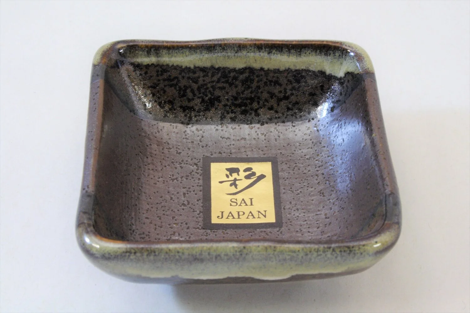 428-3521 Grey and brown square sauce dish