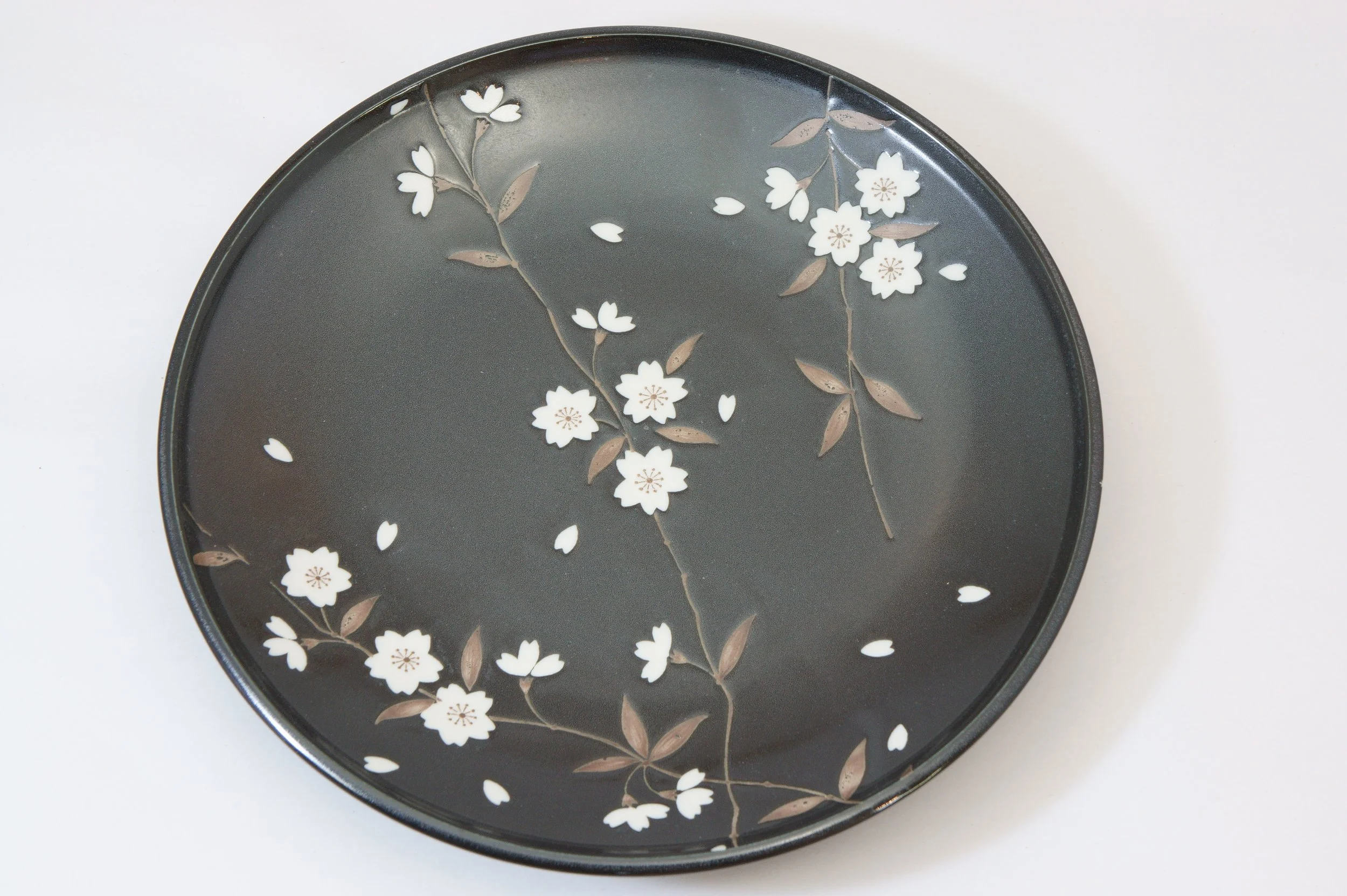 129-7095 White brush on black oval plate