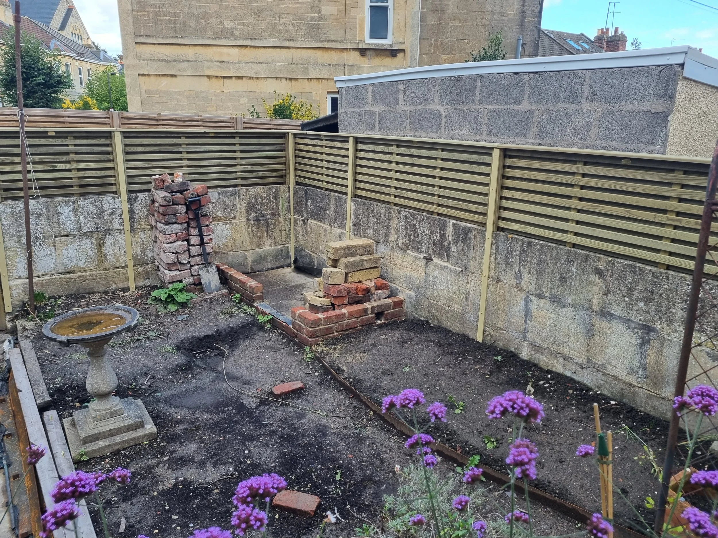 Garden in progress - base for a new bike shed
