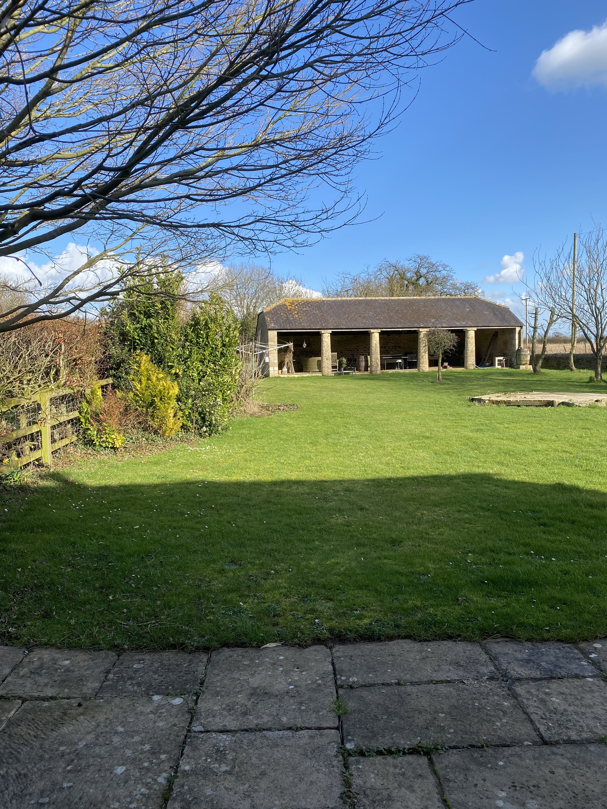 Before showing the shady old patio which was reused 