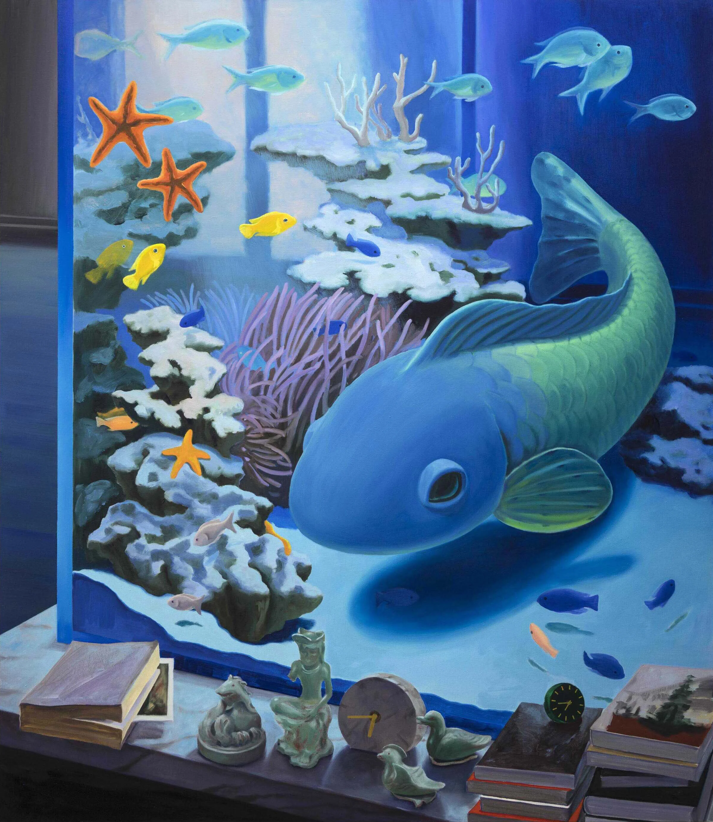 Aquarium (2020, Oil on linen, 150 x 130cm)