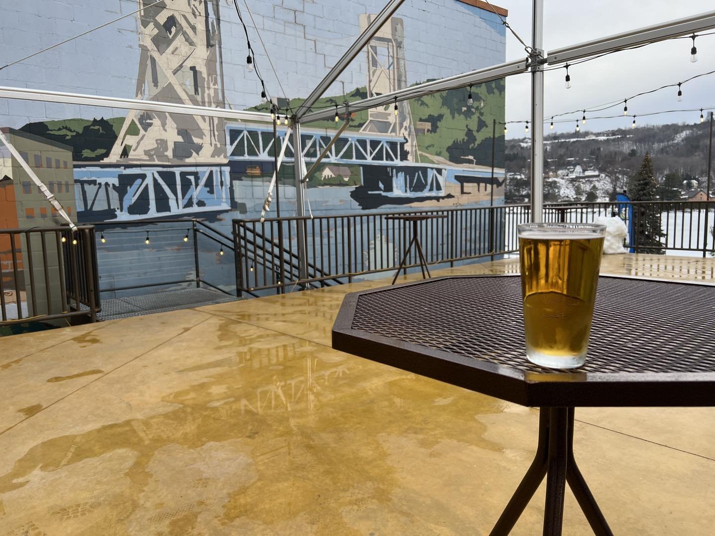 Come join us for a Carnival first here.  Our deck is open for the weekend. Enjoy a pint and imagine you are watching the ice freeze into magical statues.