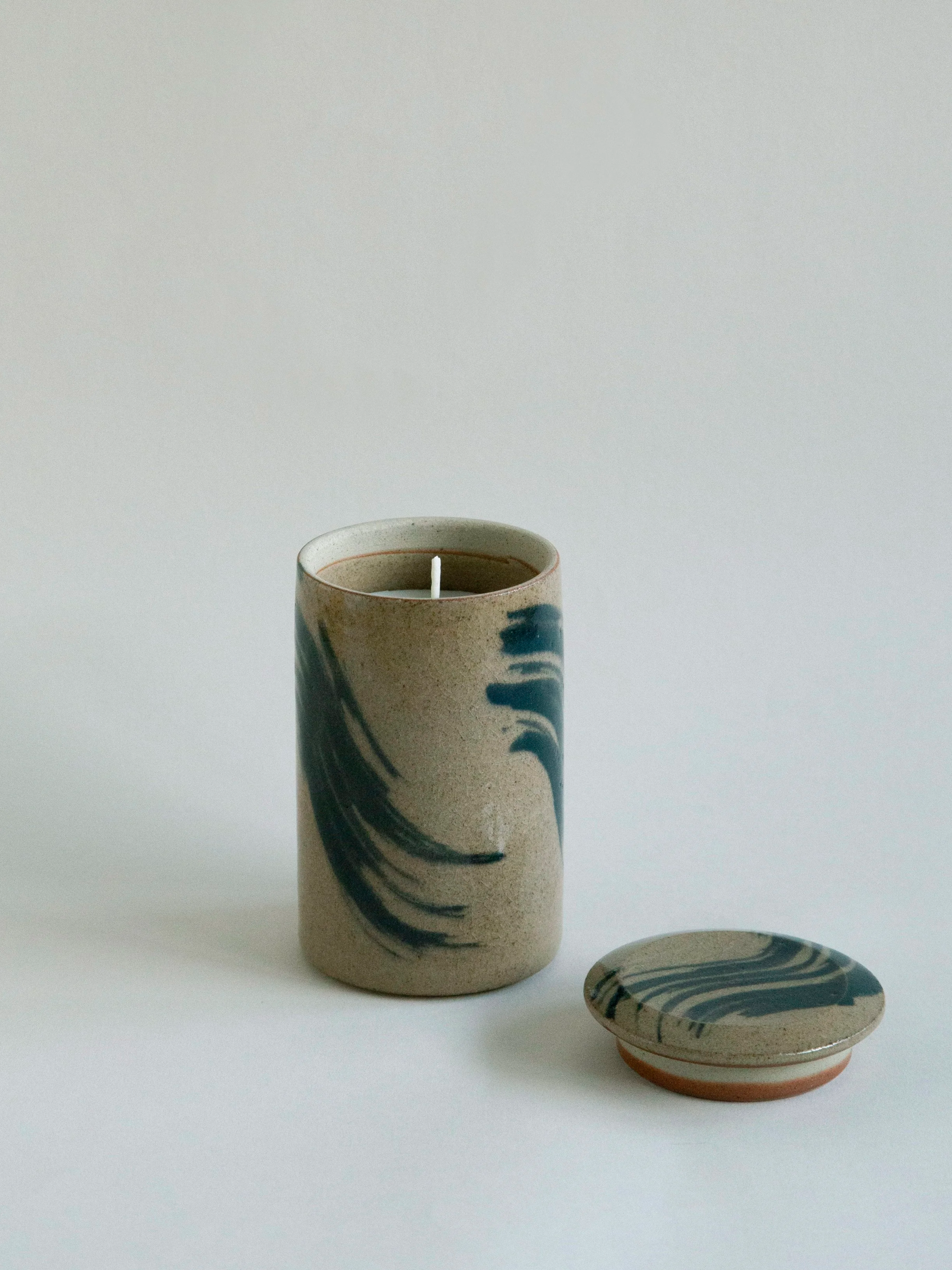 Tall Lidded Refillable Candle [BRUSHED GLAZE] by Lit + Pottery West