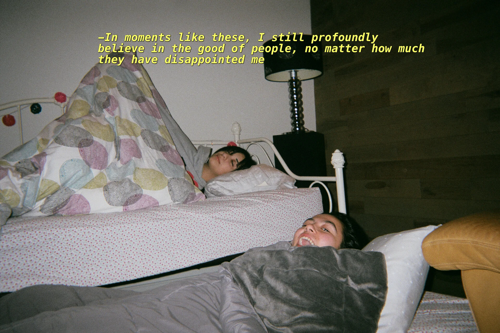 sleepover. Appears in honey & lime literary magazine: issue II, online and in print.