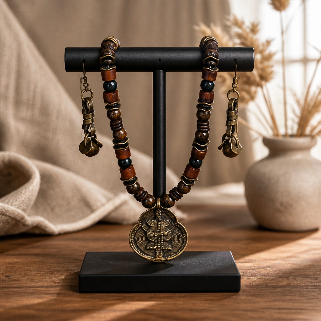 Bloodstone and Bronzite Necklace Set