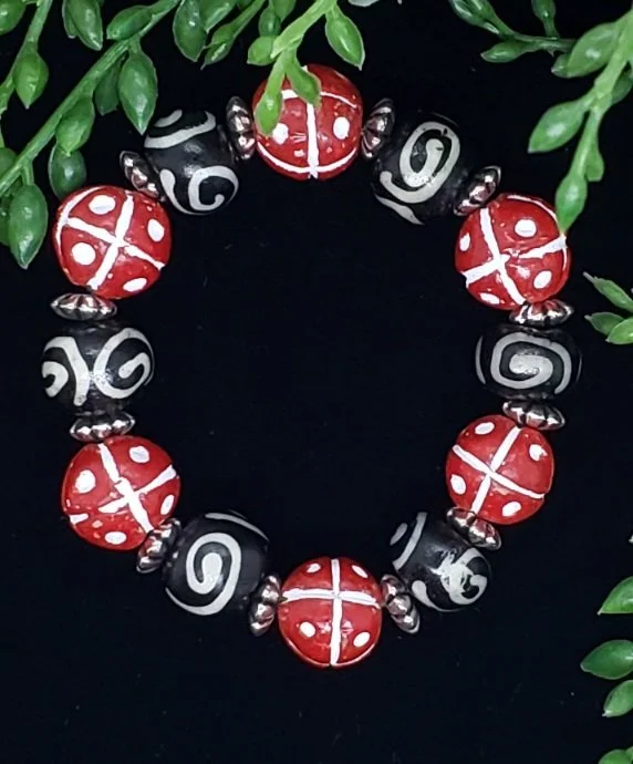 Red Terracotta French Cross stretch Bracelet