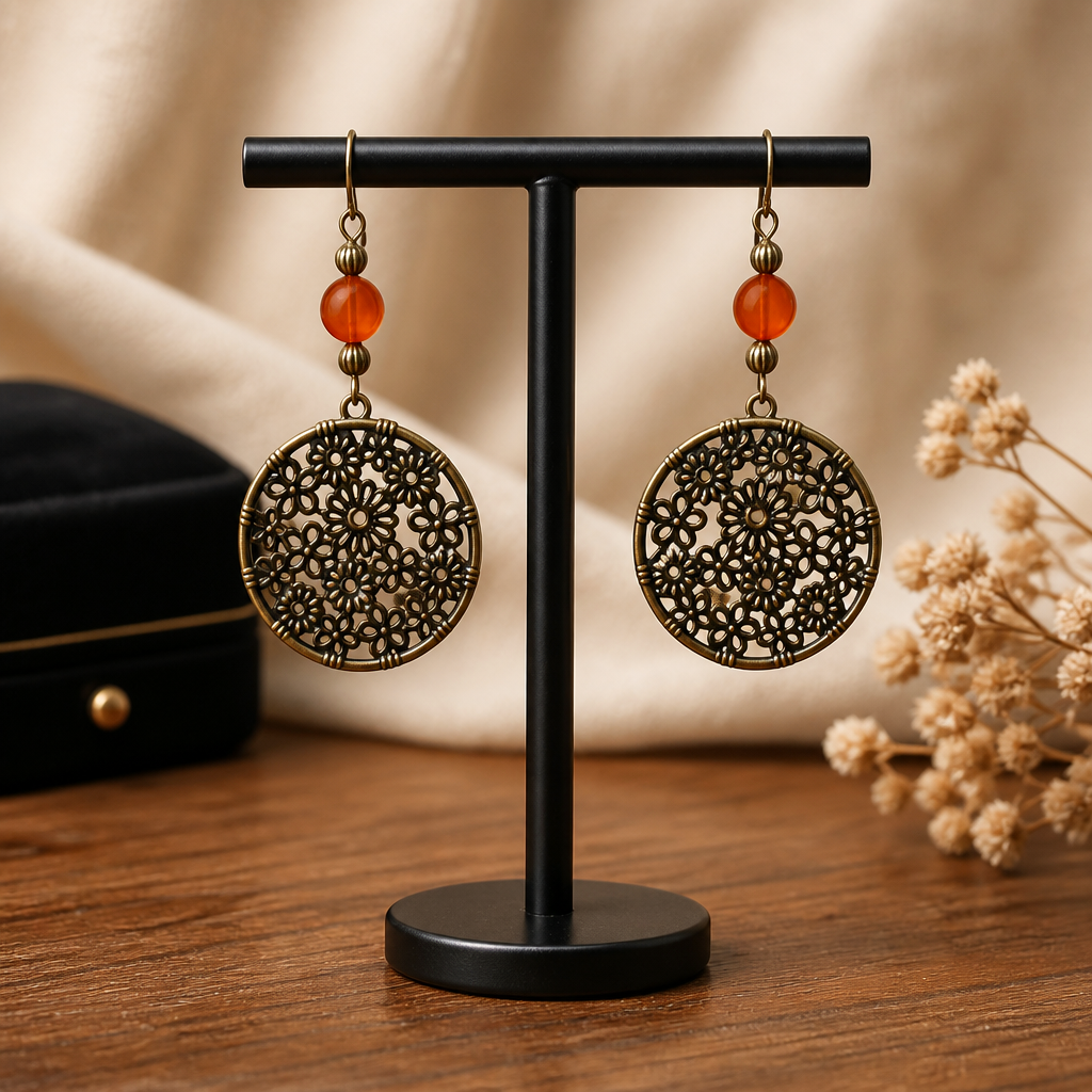 Carnelian & Brass Elegance Earrings