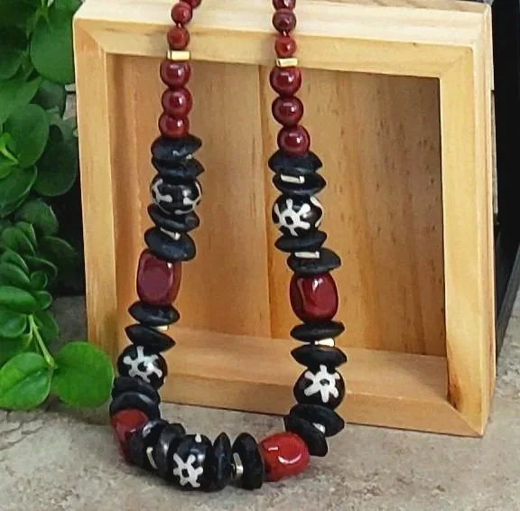 Black Ashanti Glass Necklace