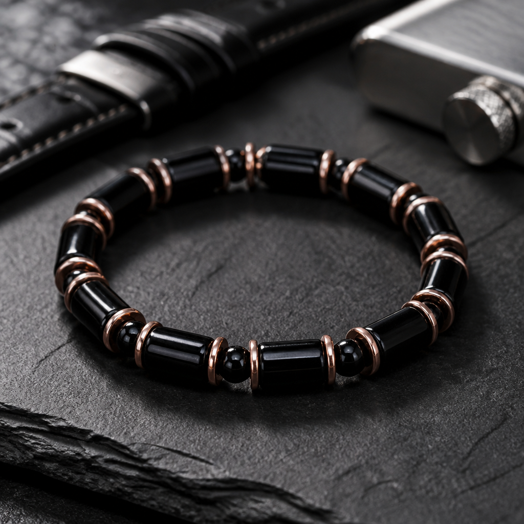 Men's Agate and Onyx Bracelet