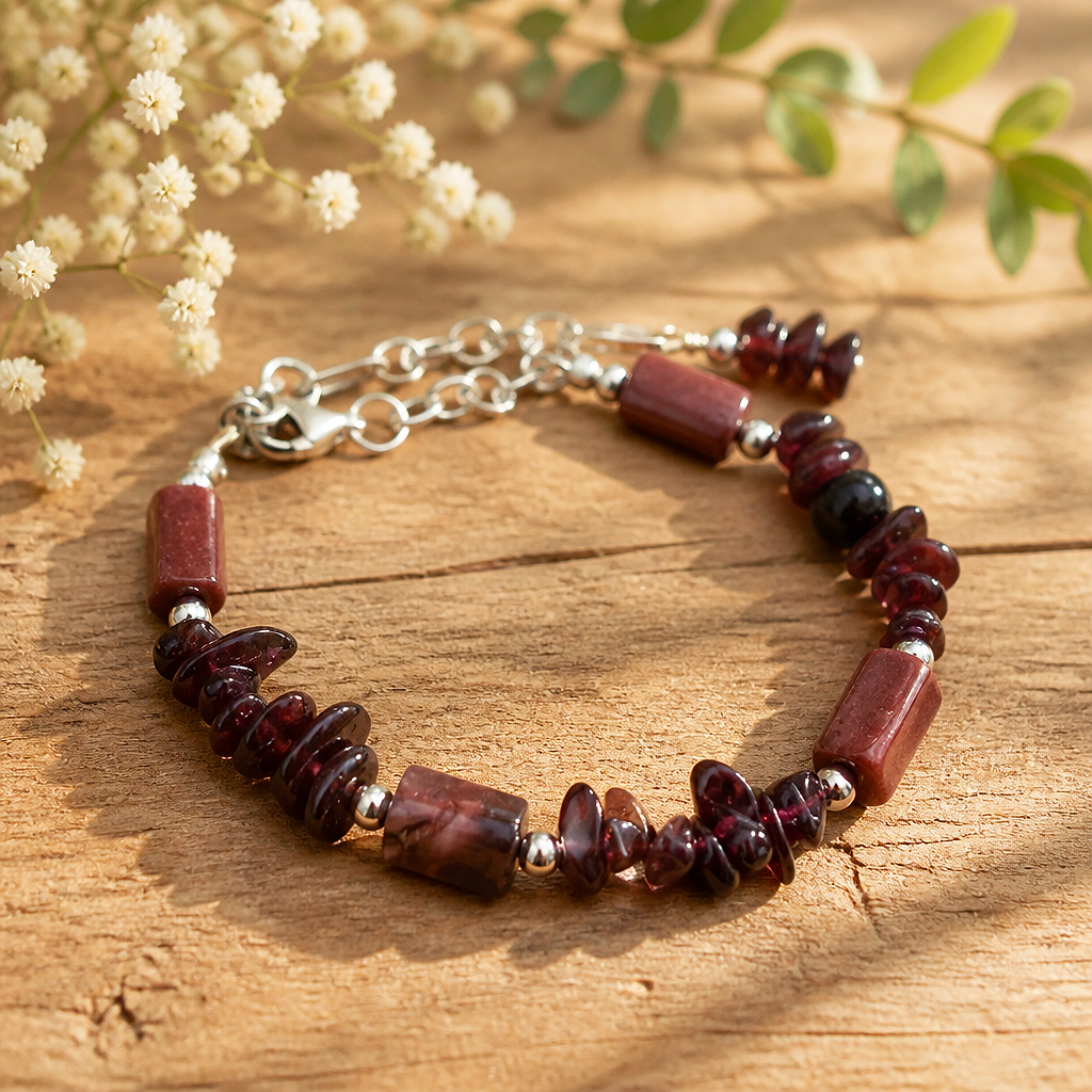 Garnet and Mookaite Elegance Bracelet