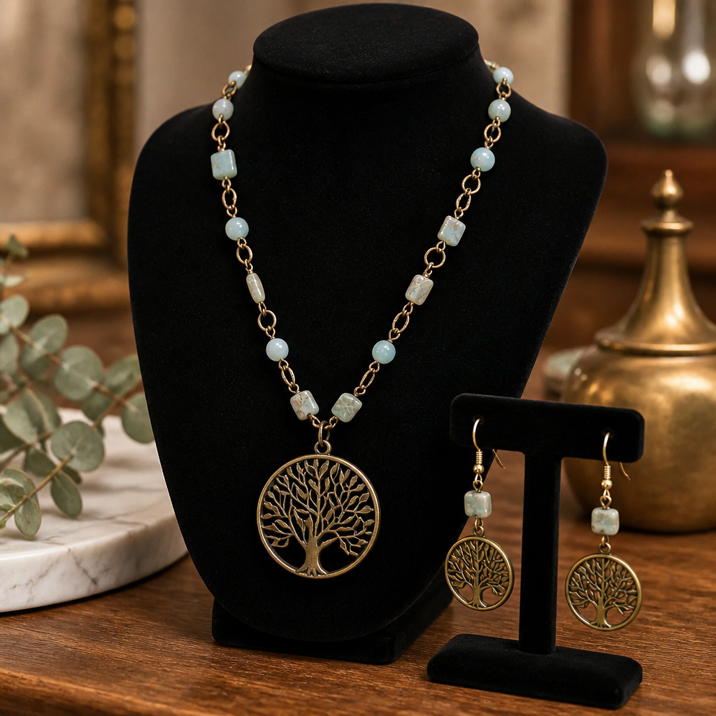 Amazonite Serpentine Necklace Set