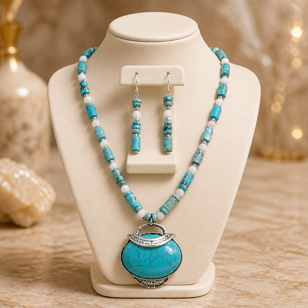 Turquoise Imperial Jasper Necklace Set