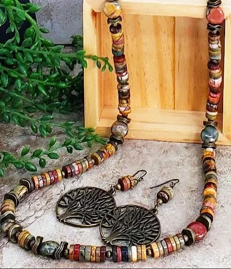 Boho Picasso Jasper Necklace Set