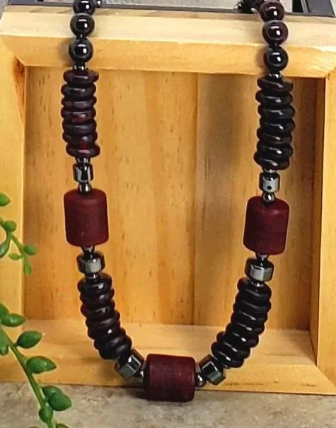 Garnet and Burgundy Horn Necklace
