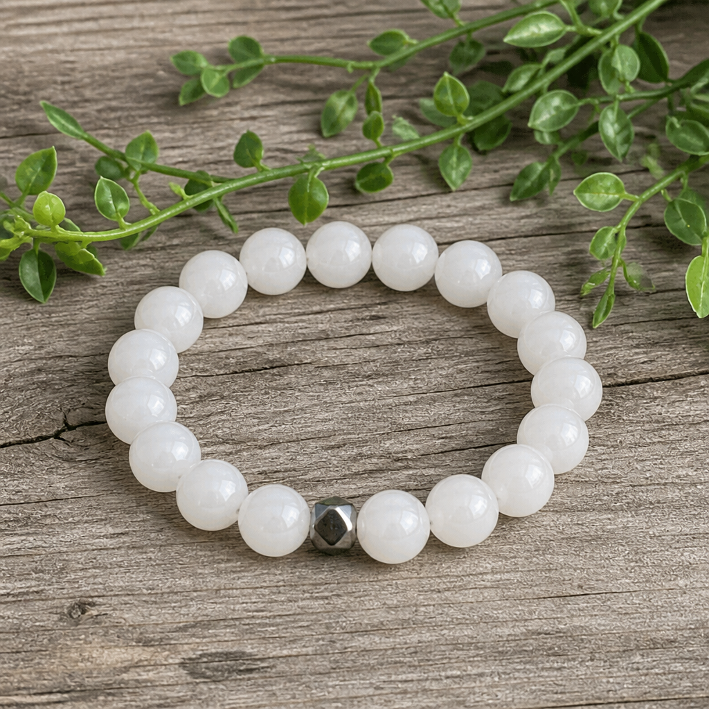 White Jade Stretch Bracelet