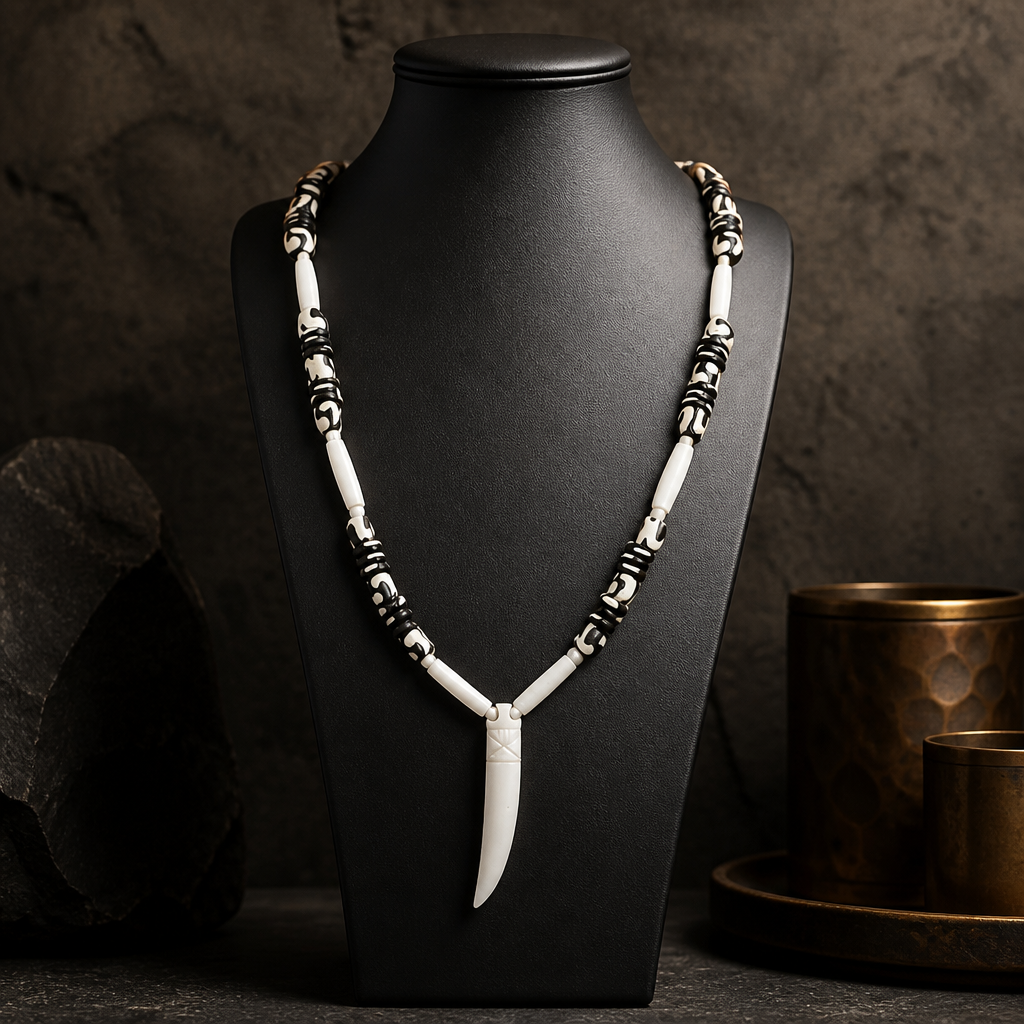 Men's Kenya Bone Tooth Pendant Necklace