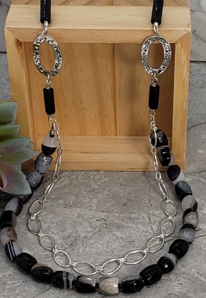 Black Onyx and Silver Necklace