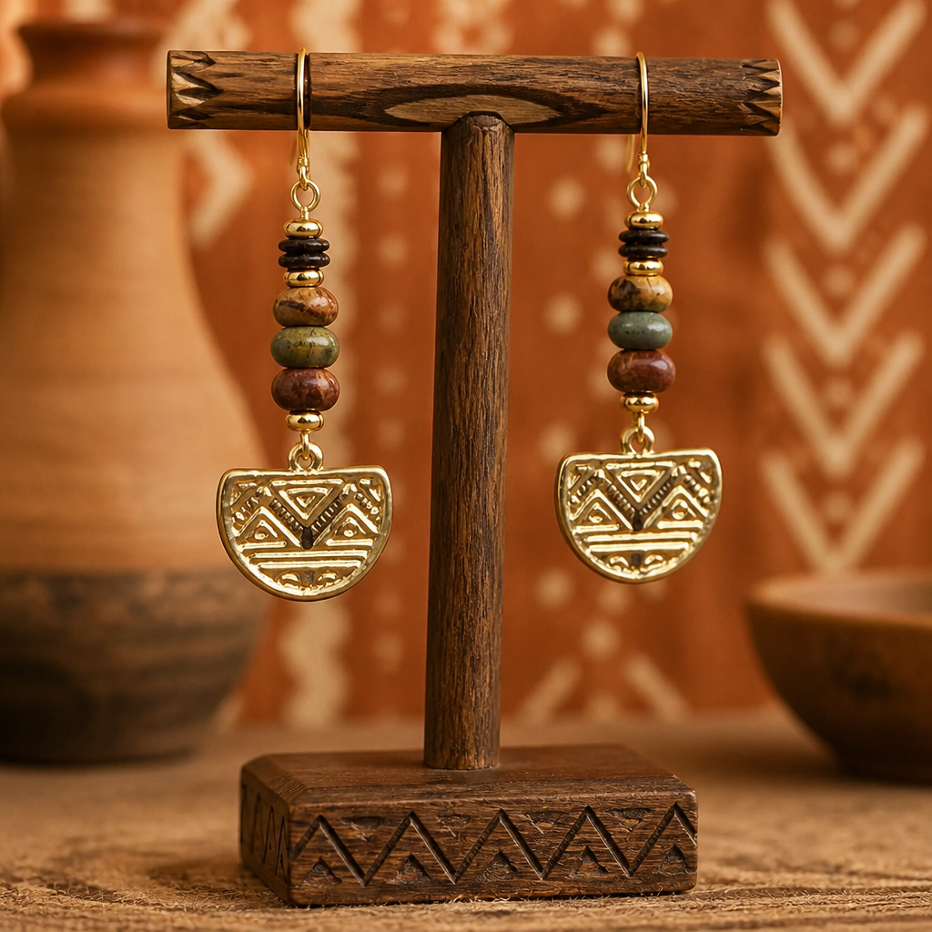Red Creek Jasper Ethnic Charm Earrings
