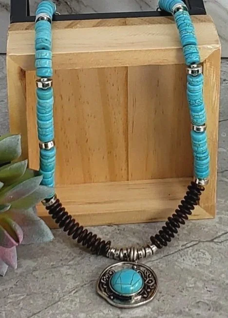 Turquoise and Brown Necklace