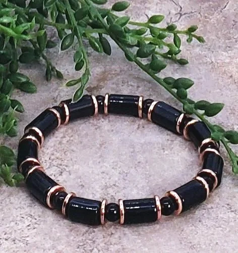 Men's Agate and Onyx Bracelet
