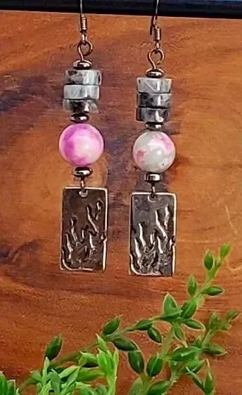 Labradorite and Crazy Lace Agate Earrings