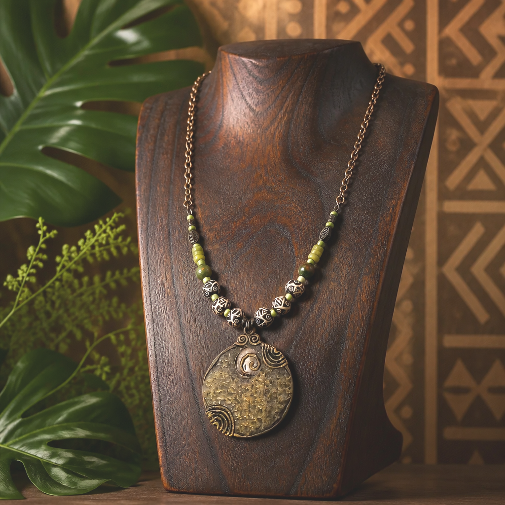 Handmade Ethnic Carved Pendant Necklace