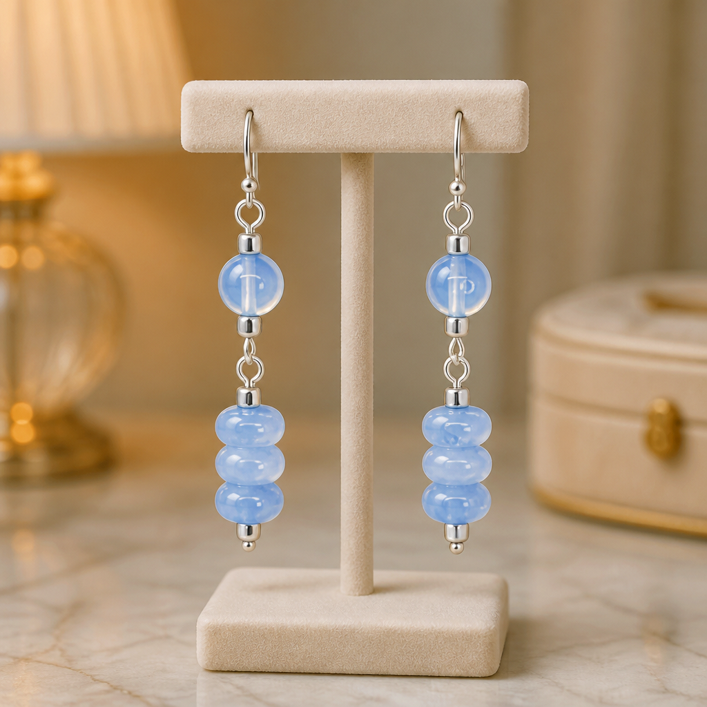 Moonstone and Jade Earrings