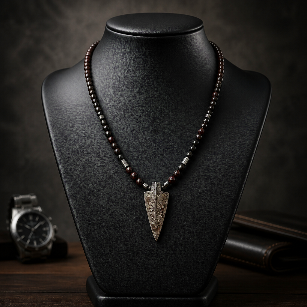 Men's Garnet and Hematite Necklace