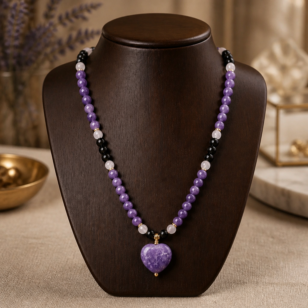 Lepidolite and Onyx Necklace