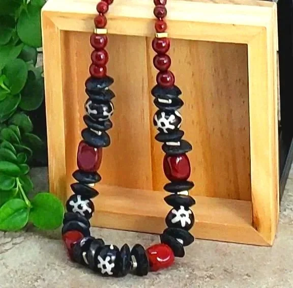 Black Ashanti Glass Necklace