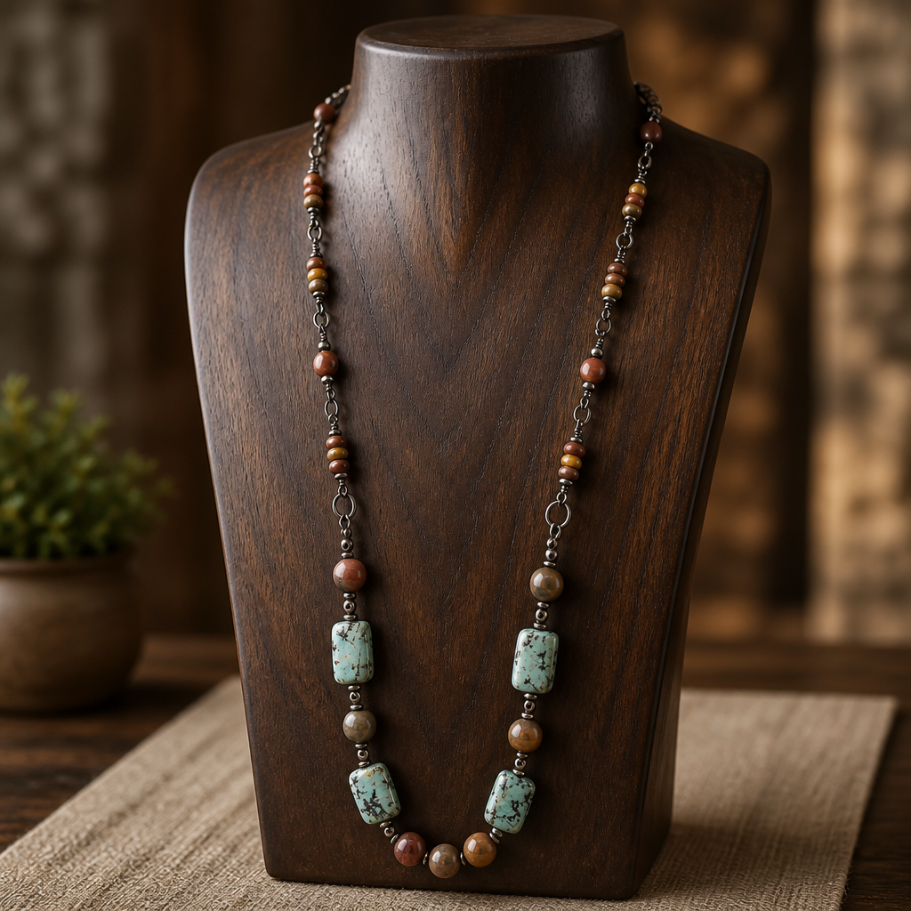 African Turquoise & Cherry Creek Jasper Necklace