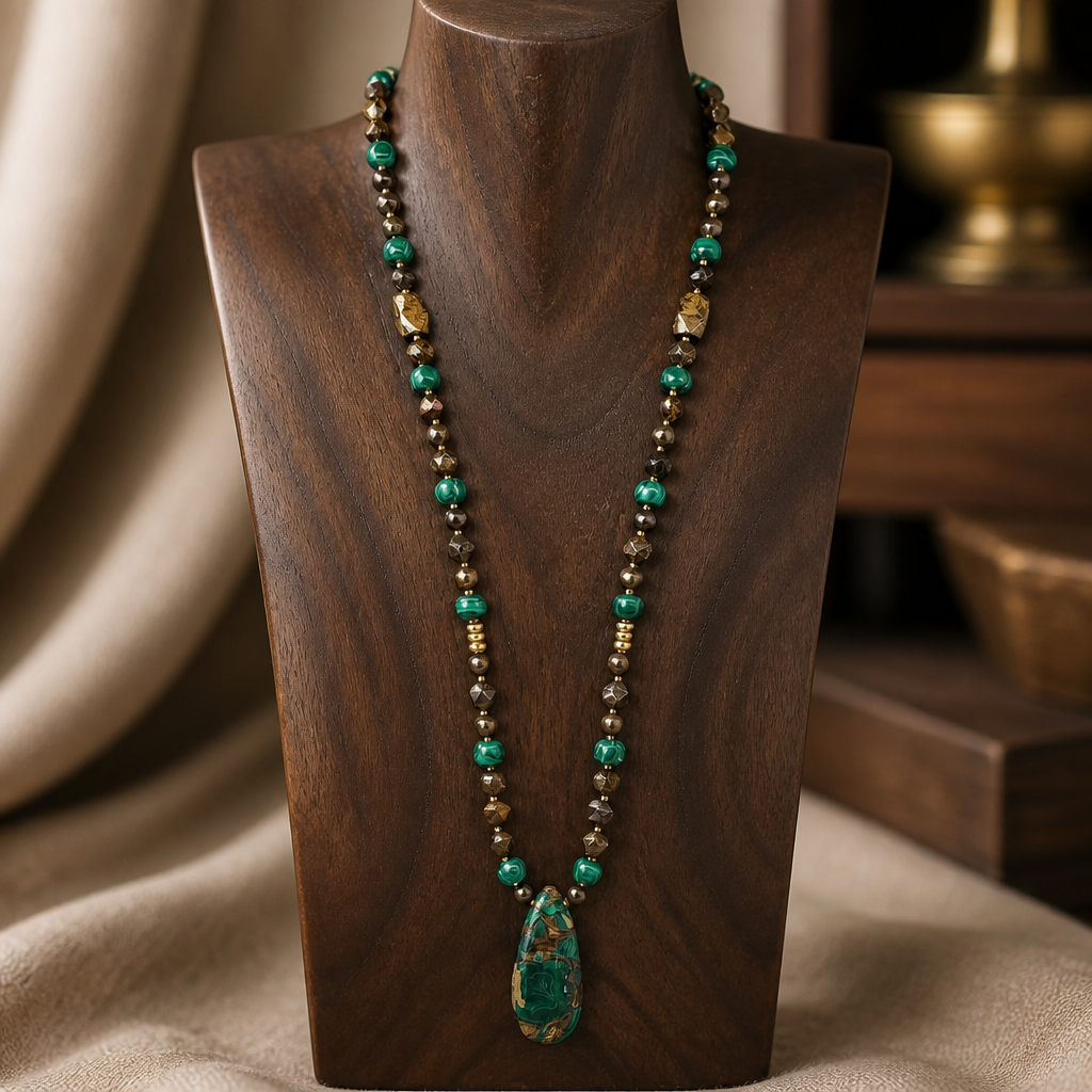 Malachite Bronzite Necklace Set