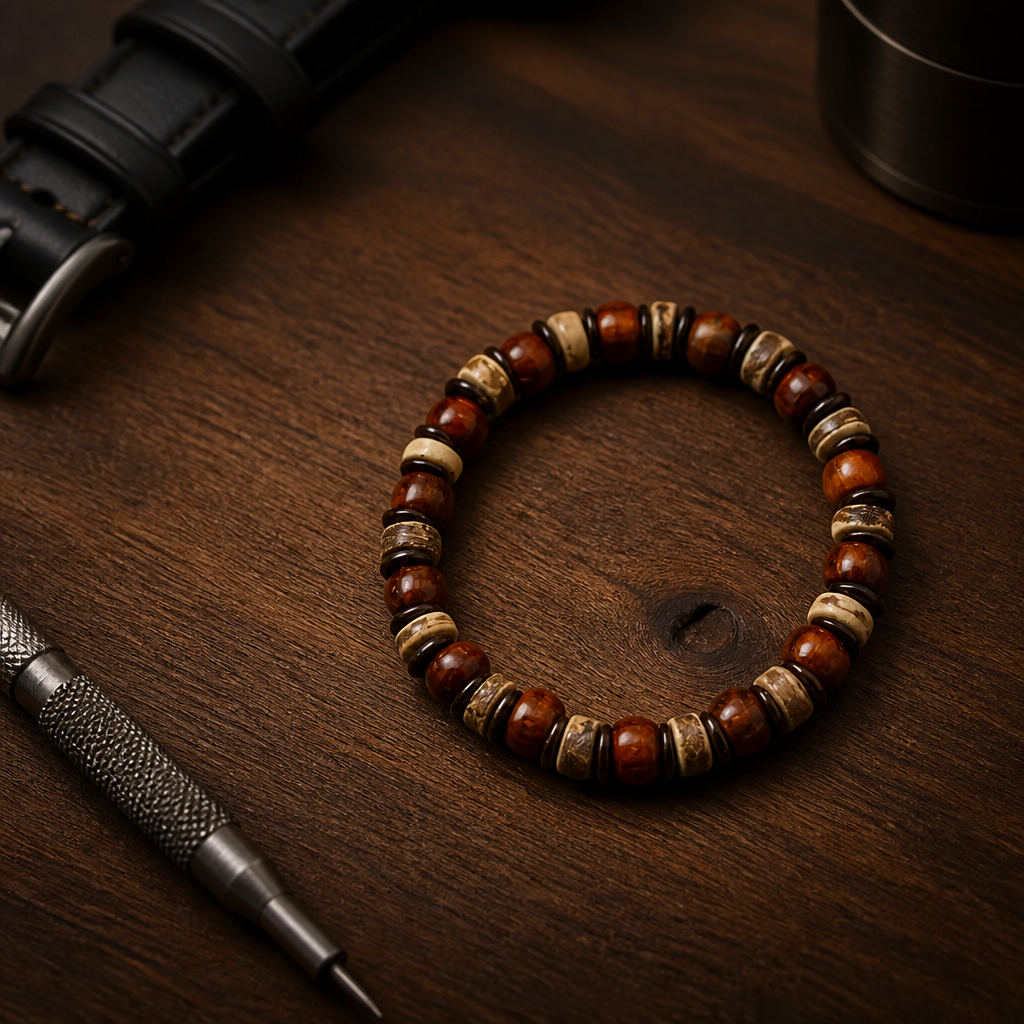 Men's Horn Crow Amber Bracelet