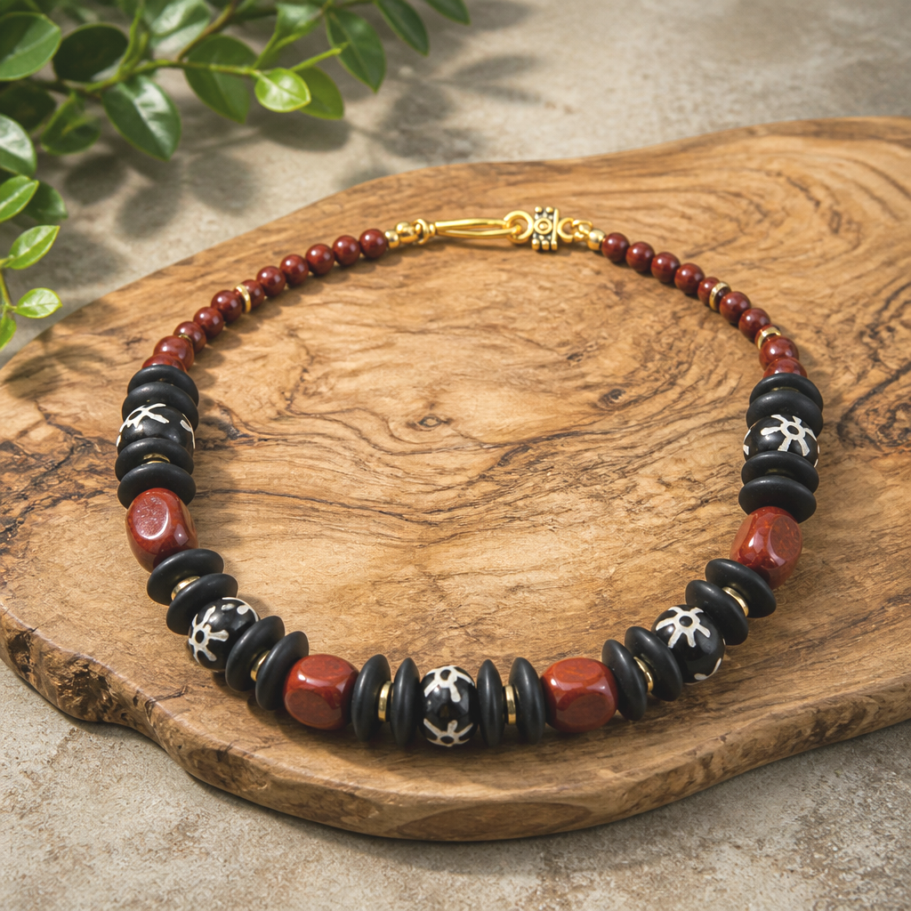 Black Ashanti Glass Necklace