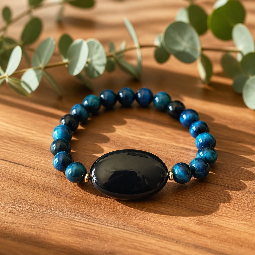 Blue Tiger Eye & Agate Bracelet
