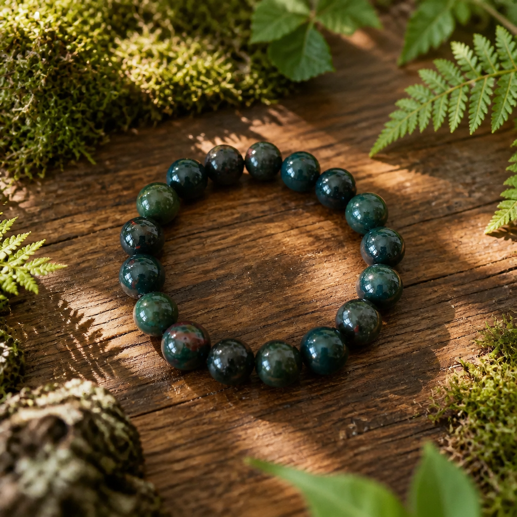 Bloodstone Bead Stretch Bracelet