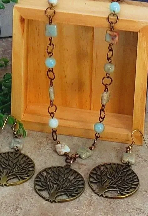 Amazonite Serpentine Necklace Set