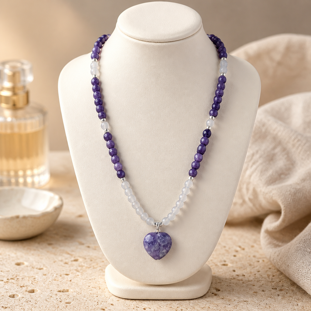 Lapidolite & White Jade Necklace