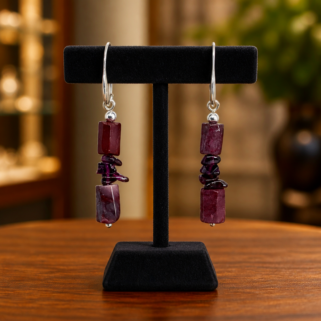 Garnet and Mookaite Earrings