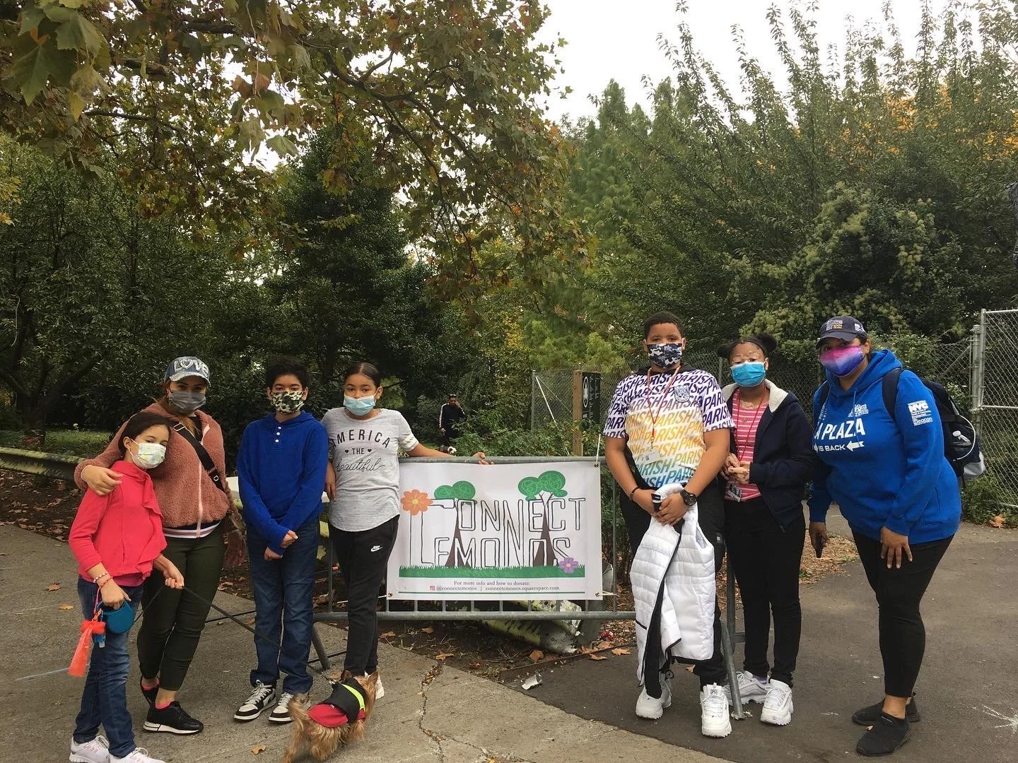 Youth Participants going home after finishing up weeding, raking, and trash pick-up during our "It's My Park Day" Event | November 2020 - Juan Bosch Plaza 