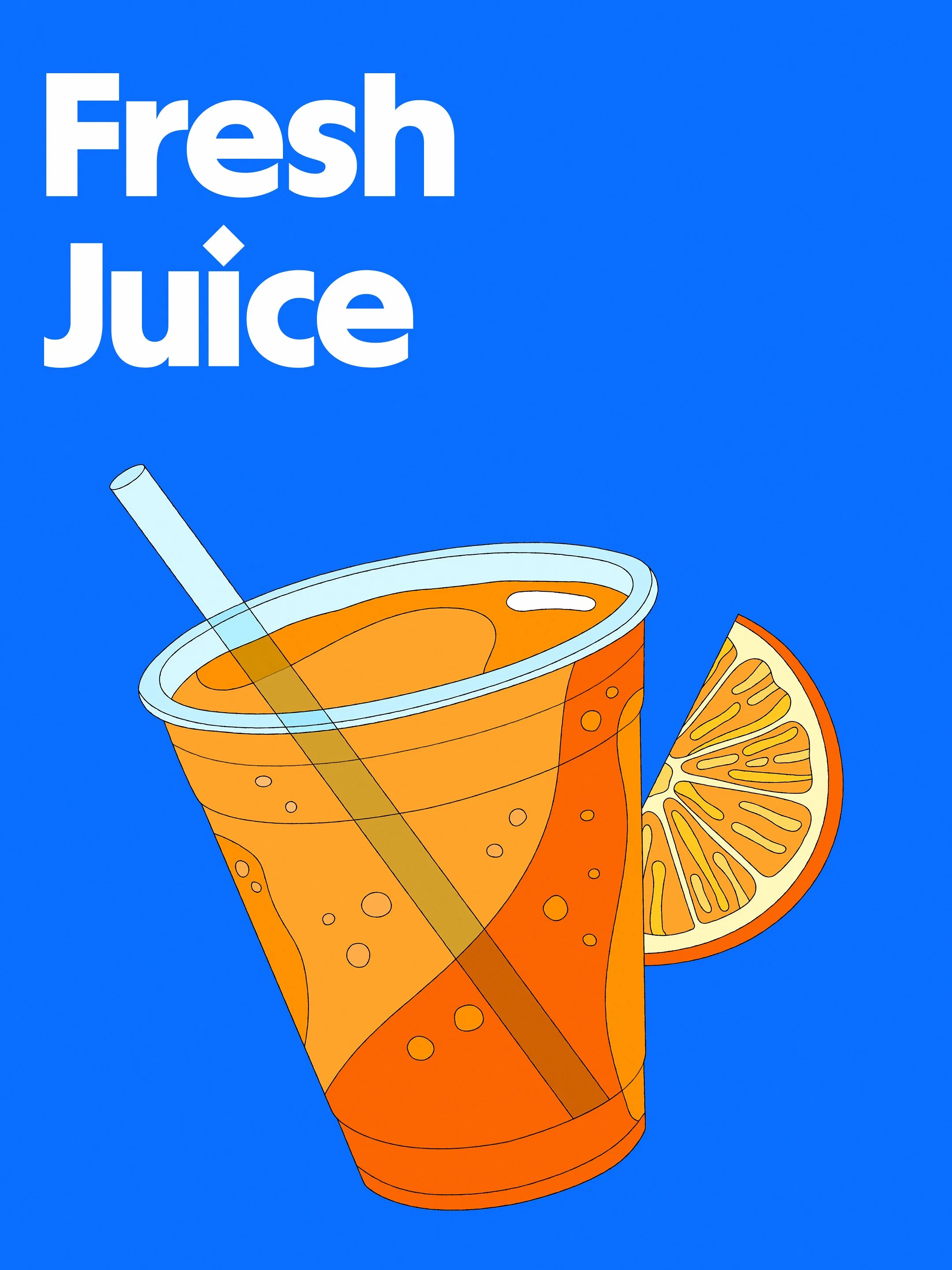 Fresh juice illustration for Sam's Club — orange juice cup with straw, part of the retailer's brand illustration system