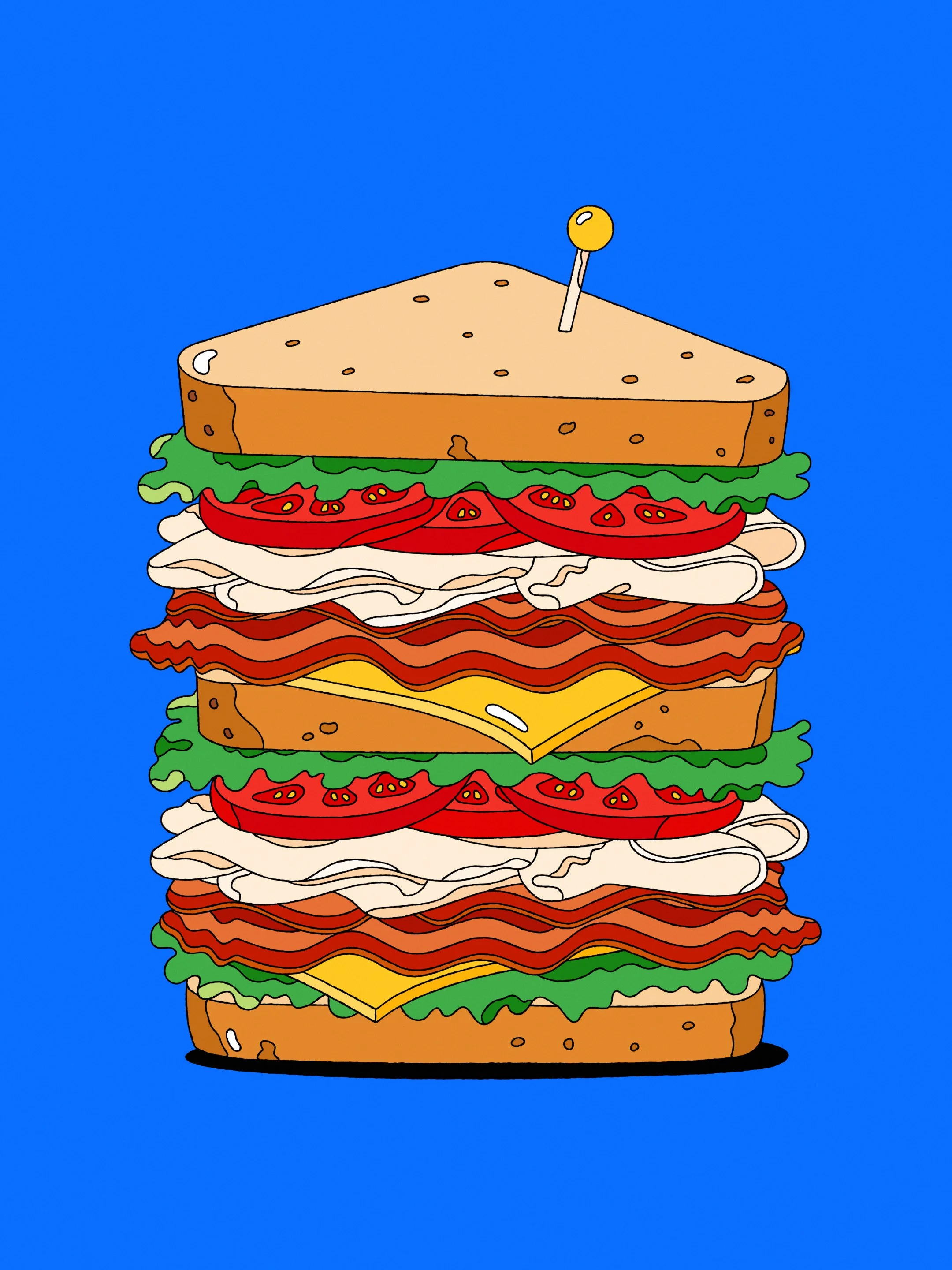 Illustrated club sandwich for Sam's Club — hero composition from the retailer's new brand illustration system