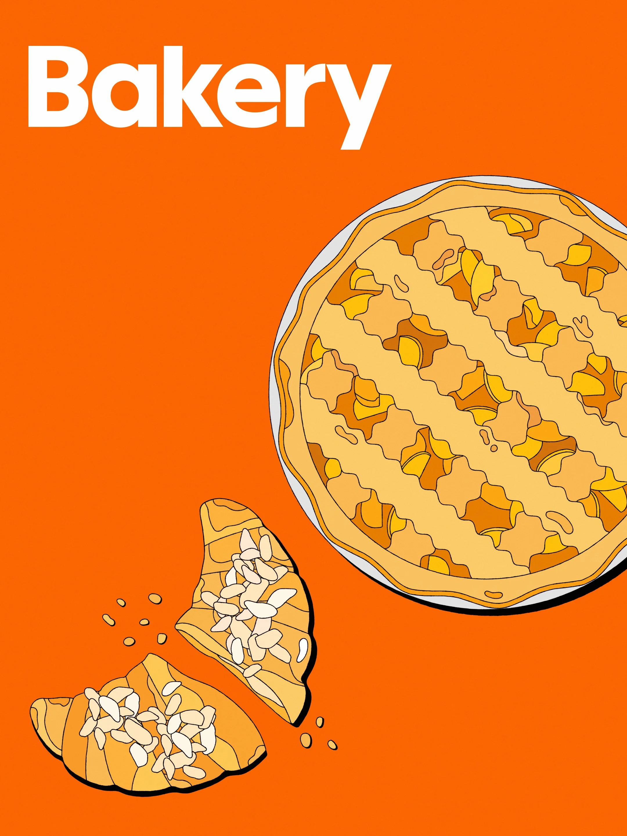  Pie illustration for Sam's Club bakery department — custom brand illustration system