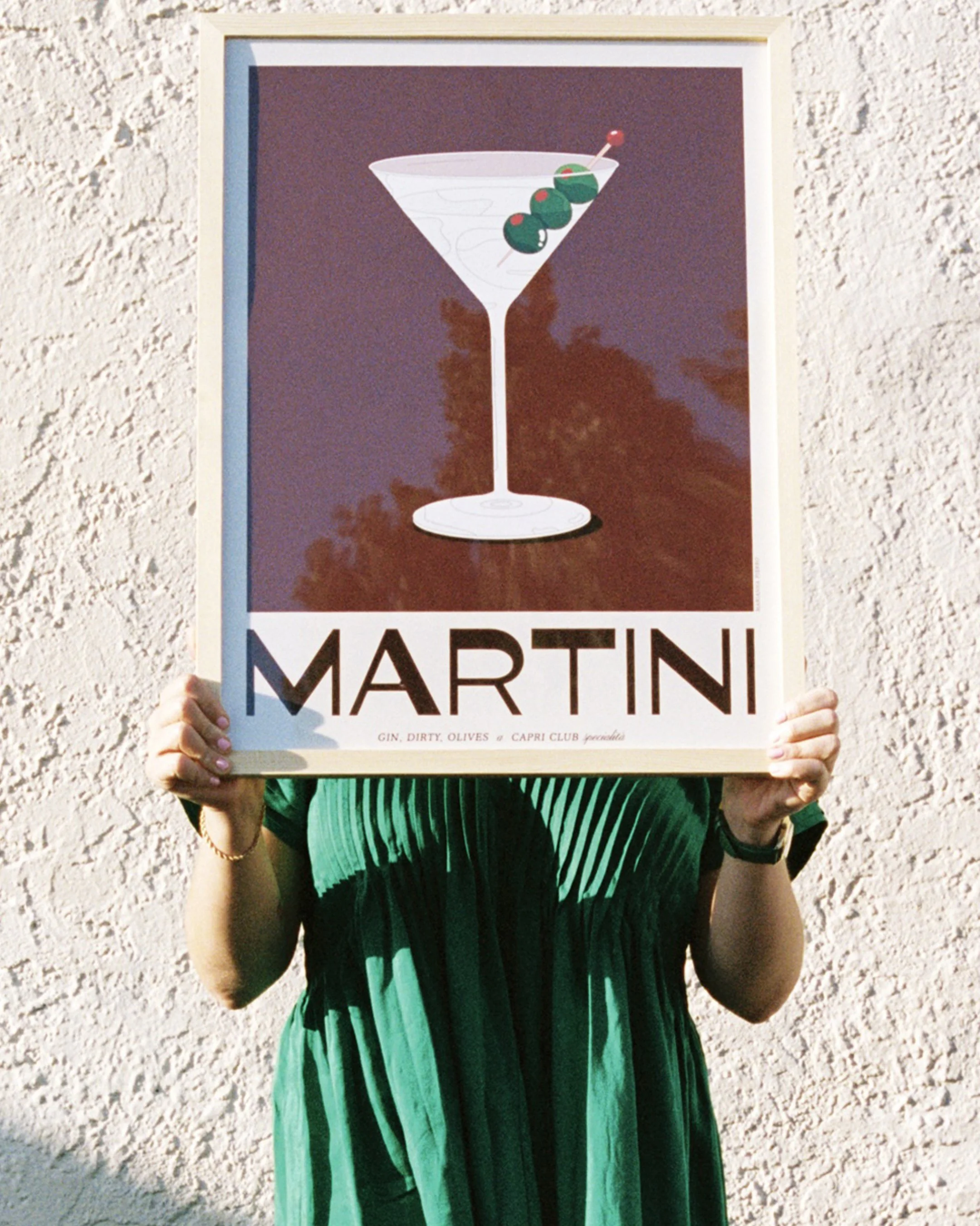 Capri Club Martini print lifestyle shot — collectible cocktail illustration print for Los Angeles bar