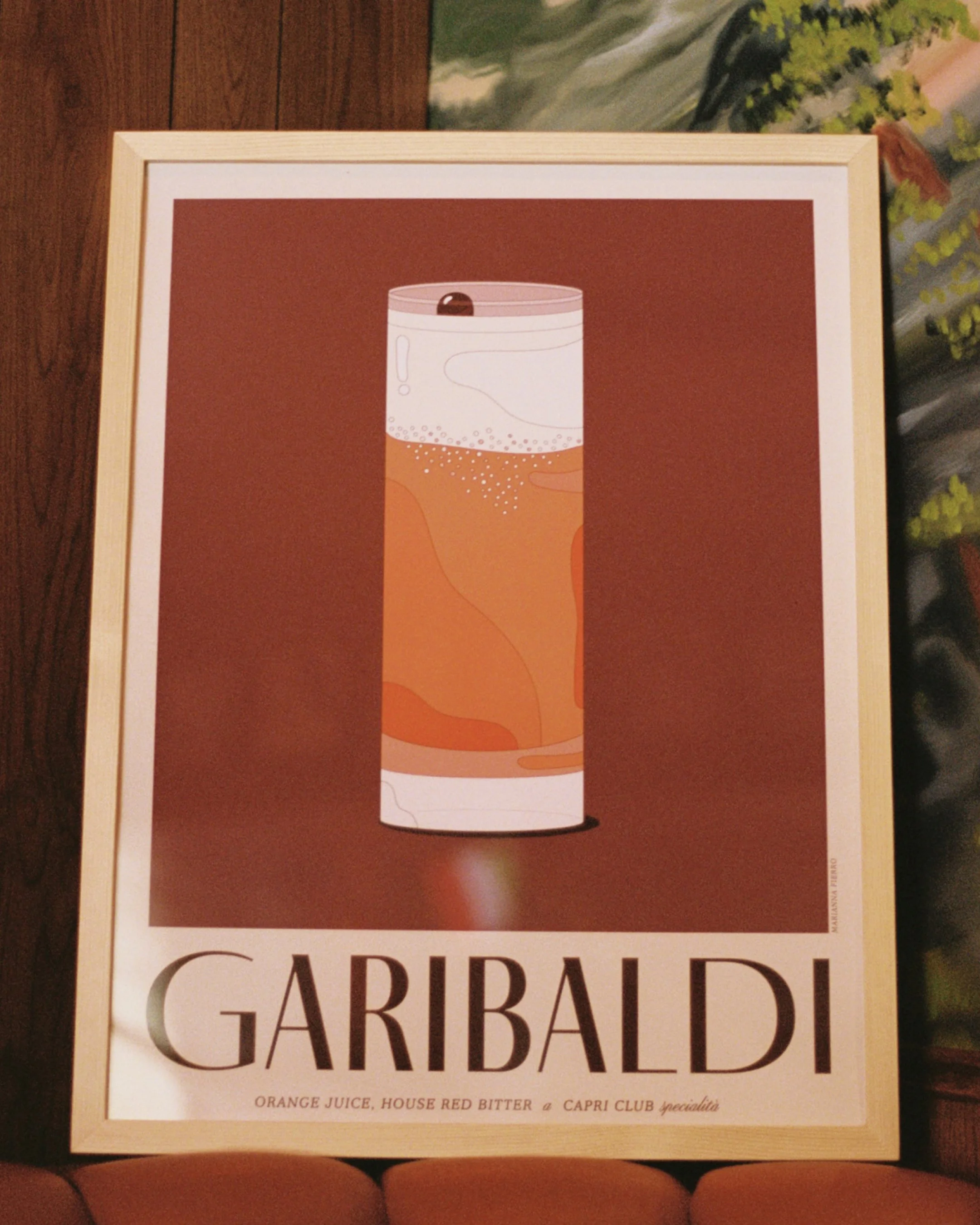 Capri Club Martini cocktail illustration print — collectible bar print design with Italian-inspired typography