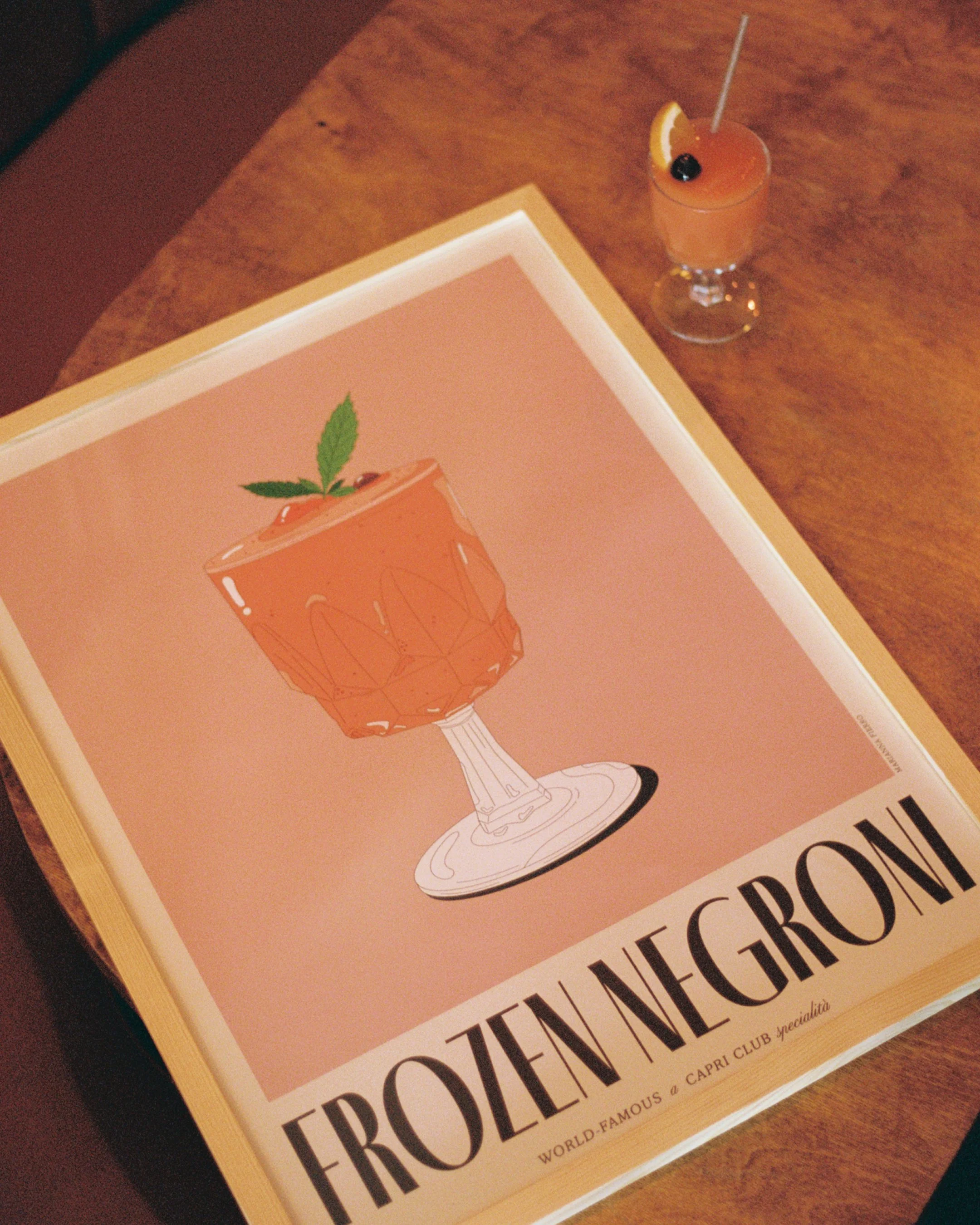 Capri Club Espresso Martini illustration print — Italian cocktail print design for hospitality branding