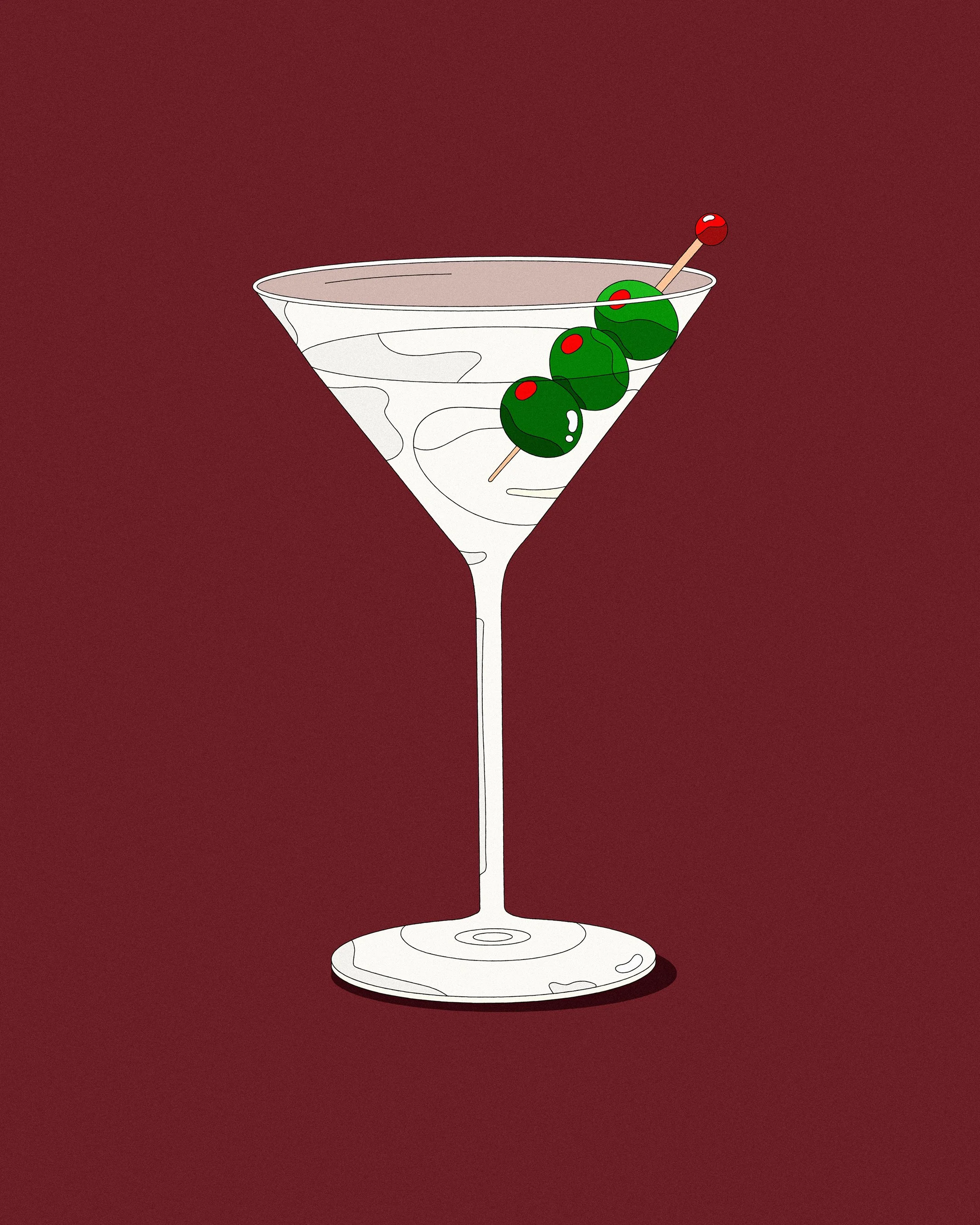 Capri Club Frozen Negroni cocktail illustration — Italian aperitivo bar print design